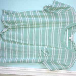 Teal and white striped tee
